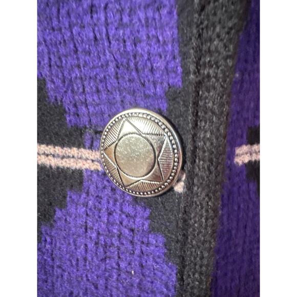 Vintage Jofeld Wool Aztec Long Full Length Hooded Coat Conch Buttons Medium - Picture 5 of 16